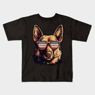 german shepherd, patriot, memorial day Kids T-Shirt